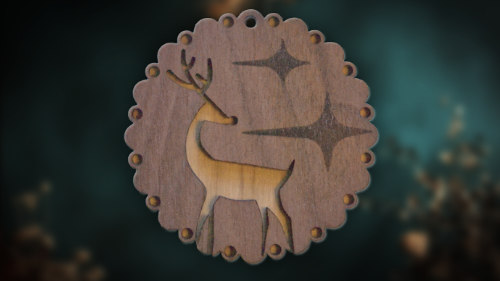Stylish and original Mid-Century Modern Deer & Stars Christmas Tree Ornament